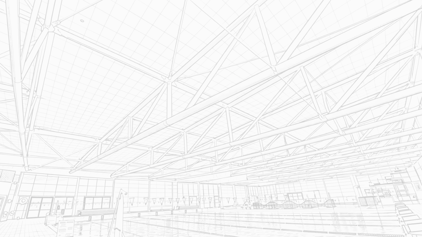 Line drawing of a ceiling in an aquatic centres. 