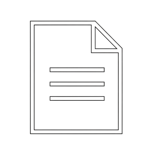 Line drawing of a document with a folded corner on a white background