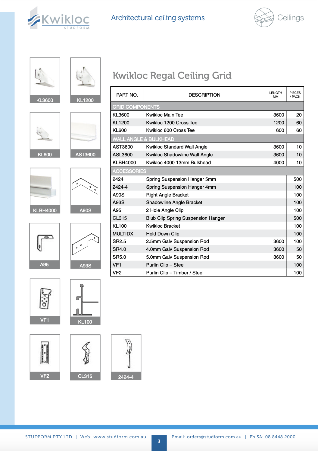Studform Product List